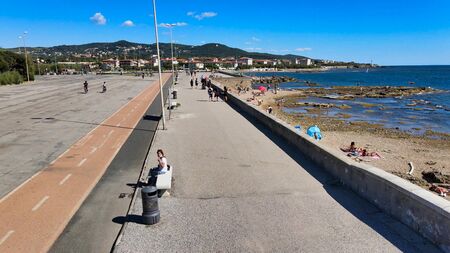 Amazing aerial view of Livorno coastline, Tuscany. Leghorn from the droneの写真素材