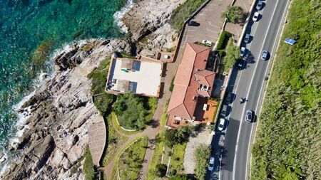 Amazing aerial view of Livorno coastline, Tuscany. Leghorn from the droneの写真素材