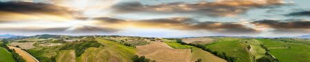 Amazing aerial view of beautiful Tuscany Hills in spring season, Italy.の写真素材