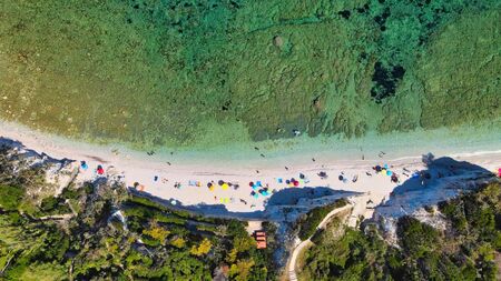 Elba Island, Italy. Amazing aerial view of Padulella Beach near Portoferraio.
