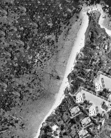 Elba Island, Italy. Amazing downward aerial view from drone of Capo Bianco and Padulella Beach near Portoferraio.の写真素材