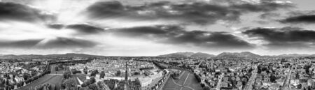Amazing aerial view of Lucca, famous town of Tuscany, Italy