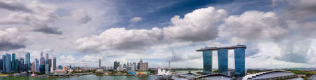 Singapore skyline. Amazing aerial panoramic view of Marina Bay area at sunset, Asiaのeditorial素材