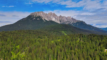 Tuscany campaigns, aerial view of hills in summer season, Italy.の写真素材