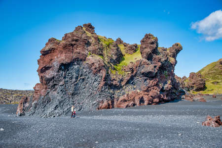 Djupalonssandur Beach with beautiful rocks in summer season, Iceland.の写真素材