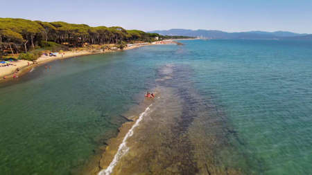 Amazing aerial view of Tuscany coastline, Italy from the drone.の写真素材