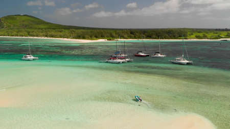 Aerial view from drone of Gabriel Island, Mauritius.の写真素材