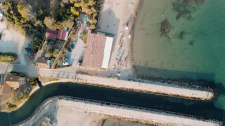 Amazing aerial view of Tuscany coastline, Italy from the drone.の写真素材