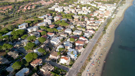 Amazing aerial view of Tuscany coastline in summer season, Italy.の写真素材