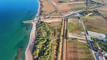 Amazing aerial view of Tuscany coastline in summer season, Italy.の写真素材