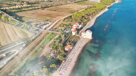 Amazing aerial view of Tuscany coastline in summer season, Italy.の写真素材