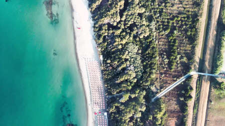 Amazing aerial view of Tuscany coastline, Italy from the drone.の写真素材