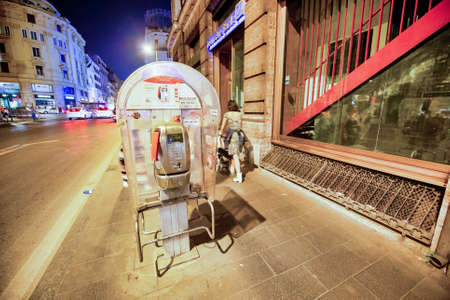 ROME, ITALY - JUNE 2014: City sightseeing bus speeds up along the city.の写真素材