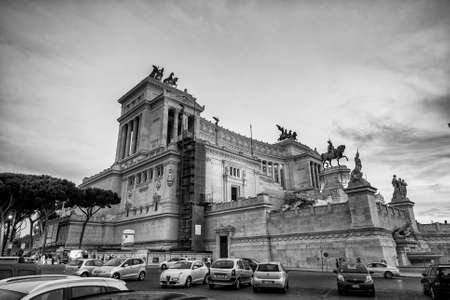 ROME, ITALY - JUNE 2014: City sightseeing bus speeds up along the city.の写真素材