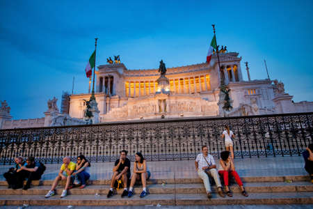 ROME, ITALY - JUNE 2014: City sightseeing bus speeds up along the city.の写真素材