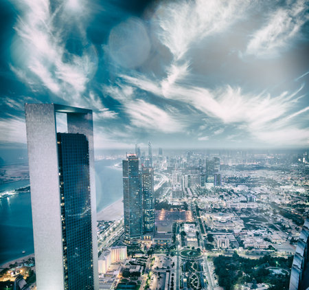 Downtown Abu Dhabi at sunset, UAE.の写真素材
