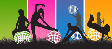 fitness silhouetteのイラスト素材