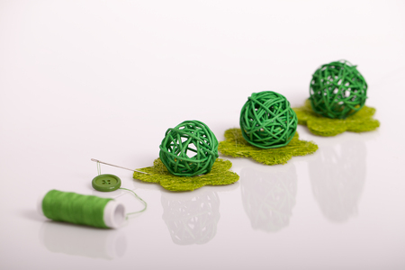 Accessories for hand sewing, Selective focus and small depth of fieldの写真素材