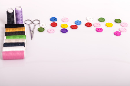 Accessories for hand sewing, Selective focus and small depth of fieldの写真素材