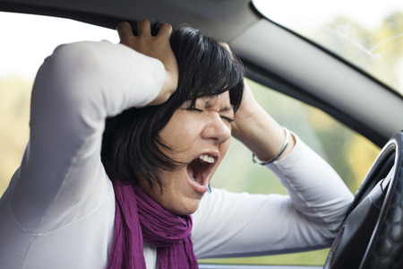 Stress in traffic, Selective focus and small depth of field, lens flareの写真素材