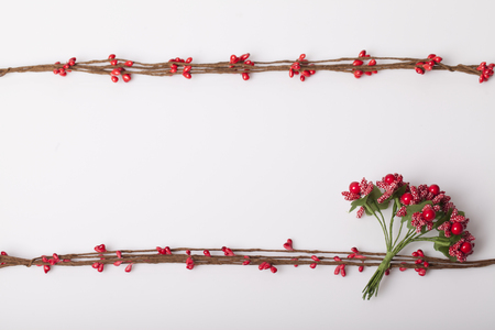 Flowers as a decorative backdrop to the tableの写真素材