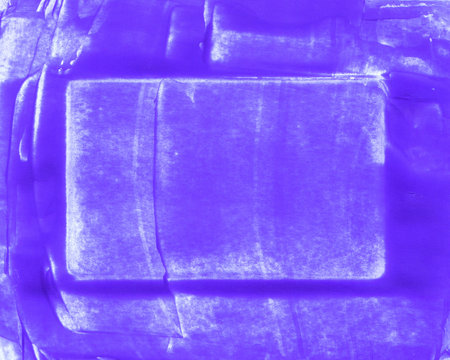 Violet acrylic hand drawn background for text design, tag. Bright color on paper illustration with frame elementの写真素材