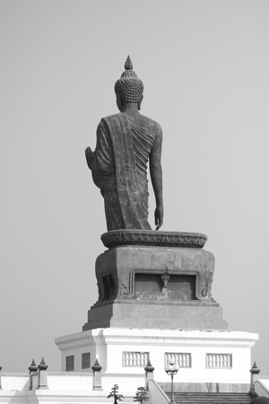 black and white big buddha statue  at Buddhist province
  in Thailandの写真素材