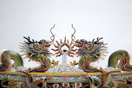 dragon statue on sky backgroundの写真素材