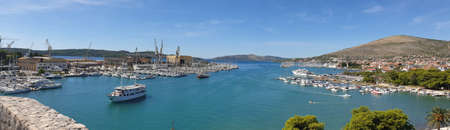 Entrance to the port of Trogir Croatia, marina for yachts and cruise shipsの写真素材