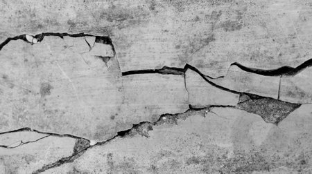 gray cement wall background texture with cracked patternの写真素材