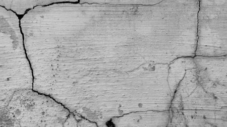 gray cement wall background texture with cracked patternの写真素材
