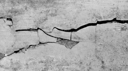 gray cement wall background texture with cracked patternの写真素材