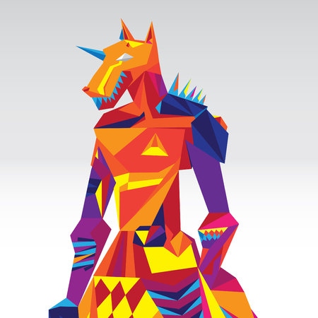 A colorful geometric modern anubis character vector illustrationのイラスト素材