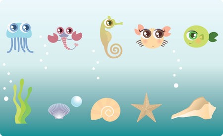 marine lifeのイラスト素材