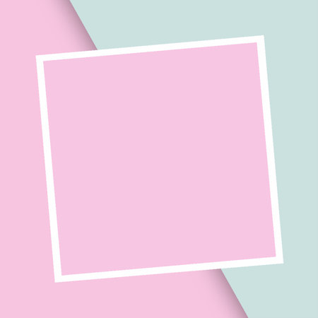 Pink and blue pastel background with white frame. vector illustration.の写真素材