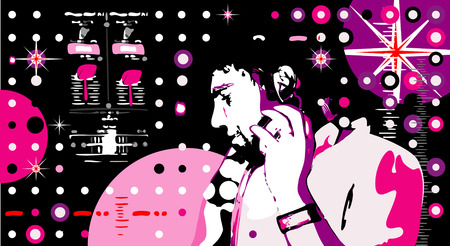 illustrated pop art style djのイラスト素材