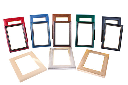 An assortment of classic picture frames isolated on white