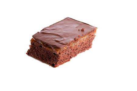 Slice of chocolate Cake. Sachertorte, isolated on white background. の写真素材