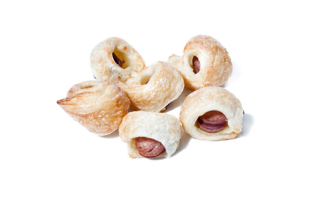 Pigs in a Blanket, isolated on white backgroundの写真素材