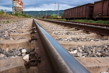 Long railway goes far in the country の写真素材