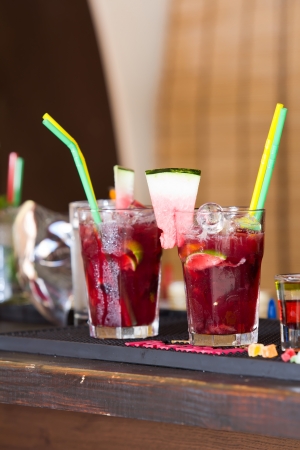 Cocktail on a bar with a decorの写真素材