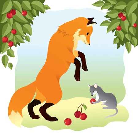 Fox and mouseのイラスト素材