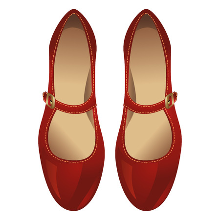 Red shoe with strap across the instepのイラスト素材