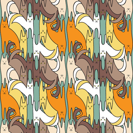 Pattern cartoon fanny cats. Pattern for childrenのイラスト素材