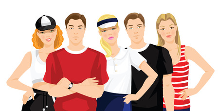 Group of people in clothes for sport or fitness isolated on white background.のイラスト素材