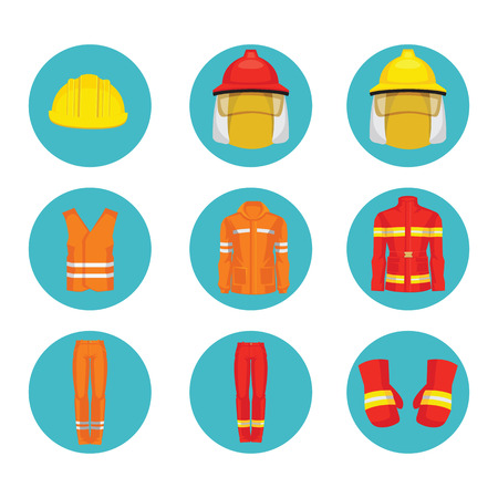 Vector illustration of protective wear and yellow safety helmet icon.のイラスト素材