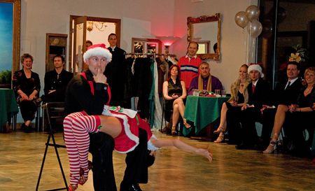 EVERETT, WA - DECEMBER 13: Unidentified Christmas couple dances ballroom style.  Dancing helps solidify relationships.  Silver Ball on Silver Lake event was held on December 13, 2009 in Everett, WA.のeditorial素材