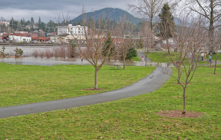 MT VERNON, WA â€“ JANUARY 16: - Flood waters from Skagit river poured over the banks recently...