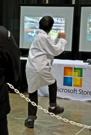 SEATTLE, WA - MARCH 17: Unidentified teens dances to new technology at FIRST robotics statewide competition. Held on March 17, 2011 in Seattle, WA.のeditorial素材