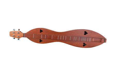 Mountain dulcimer instrument isolated on white background.  Beautiful wood string musical instrument...